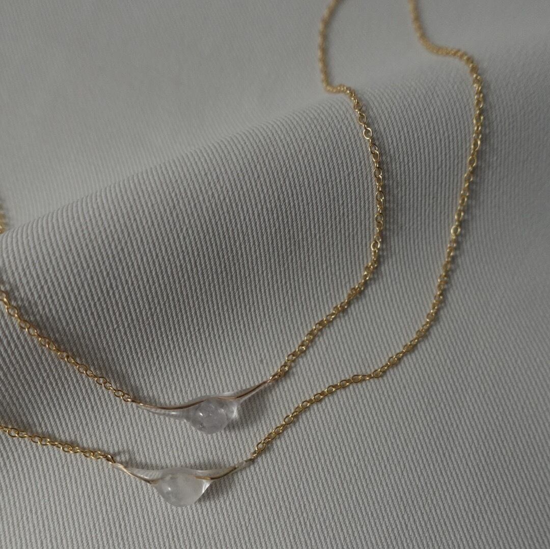cleartz：ホワイトクォーツ 天然石 14KGF ジュエリーポーチ付き