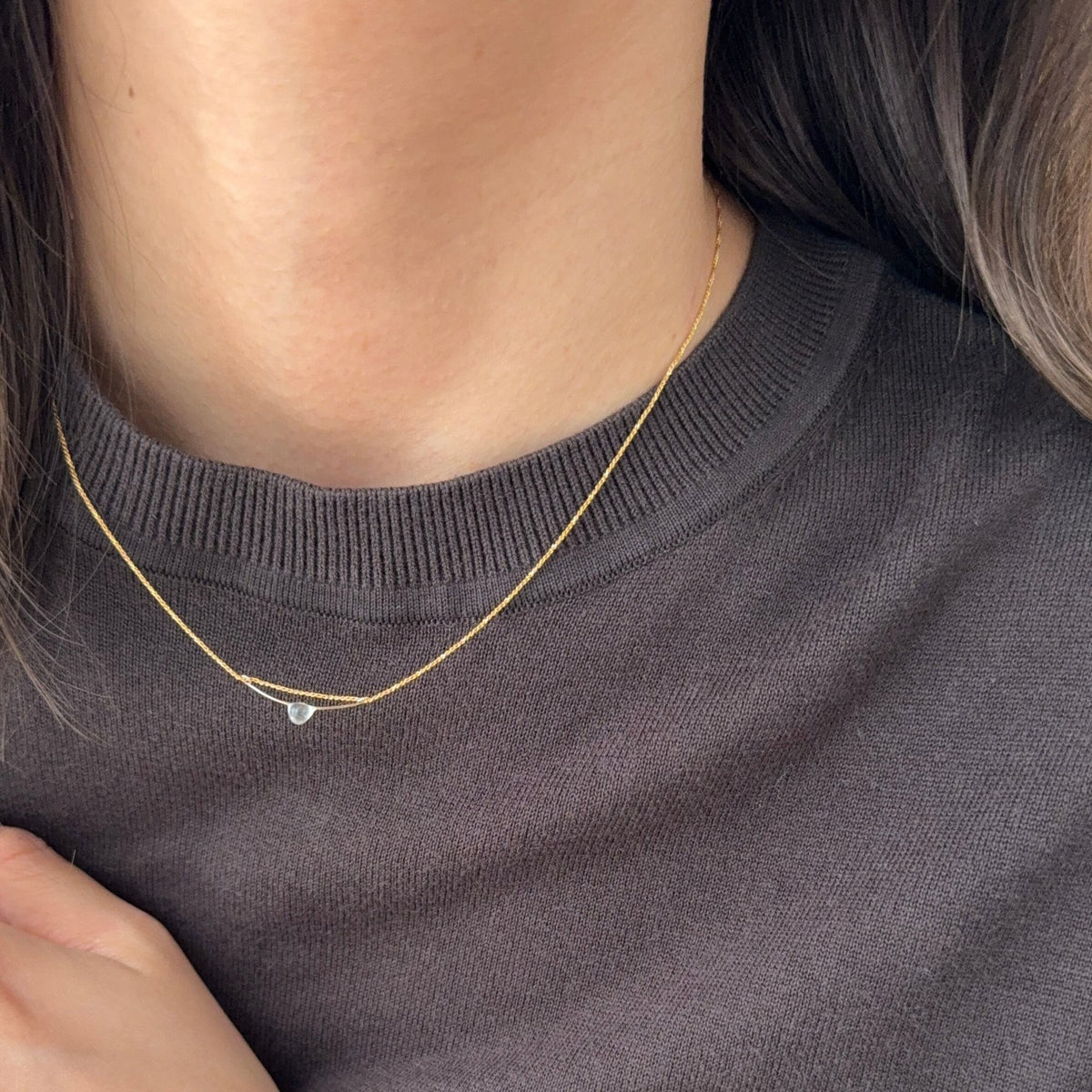 tiny shine 極細チェーンネックレス／14KGF ジュエリーポーチ付き